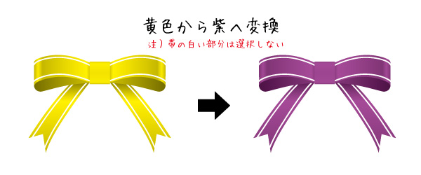 黄色から紫に変換する